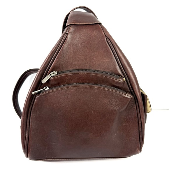 Piel Handbags - Piel Vintage Backpack Brown Leather Convertible Shoulder Bag Made In Colombia
